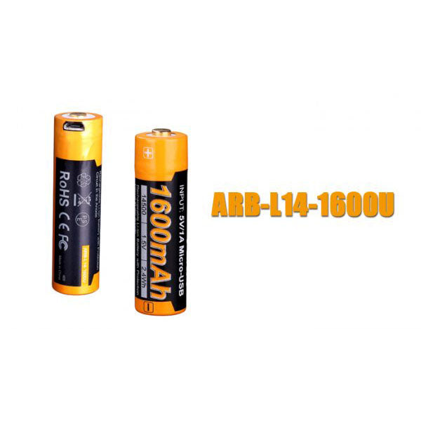 Fenix 14500 Rechargeable Battery ARB-L14-1600U – 1600mA with USB Port
