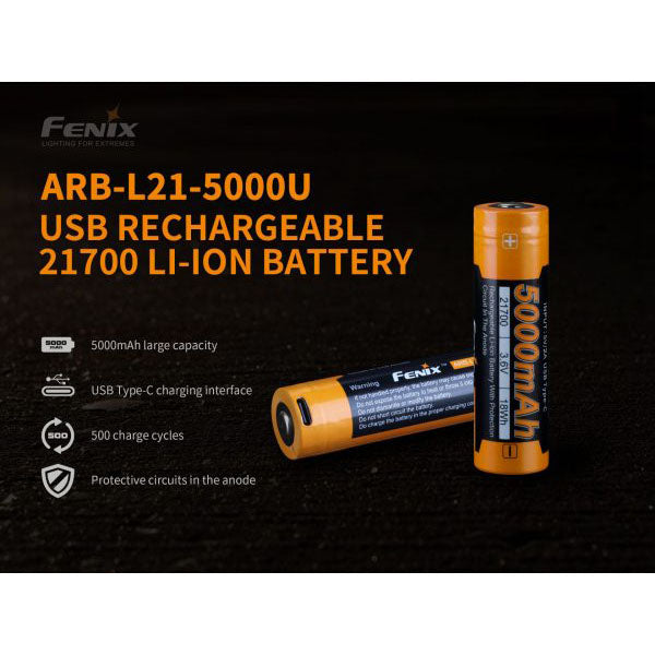 Fenix ARB-L21-5000U 21700 5000mA Li-ion USB Rechargeable Battery