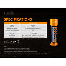 Fenix ARB-L21-5000U 21700 5000mA Li-ion USB Rechargeable Battery