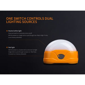 Fenix CL20R – 300 Lumens Rechargeable LED Lantern – Orange
