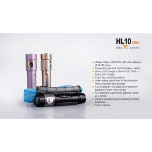 Fenix HL10 – 70 Lumens LED Headlamp – Lilac