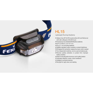 Fenix HL15 – 200 Lumens LED Headlamp – Black