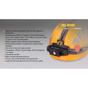 Fenix HL60R – 950 Lumens Rechargeable LED Headlamp – Black