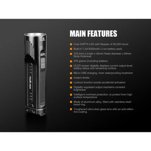 Fenix UC52 – 3100 Lumens Rechargeable LED Torch
